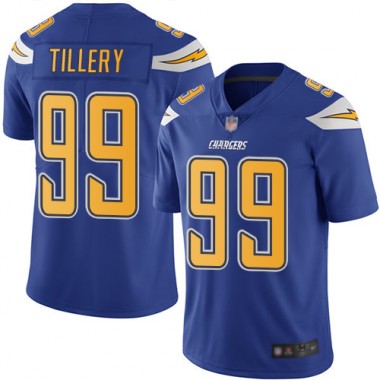 Los Angeles Chargers NFL Football Jerry Tillery Electric Blue Jersey Men Limited 99 Rush Vapor Untouchable